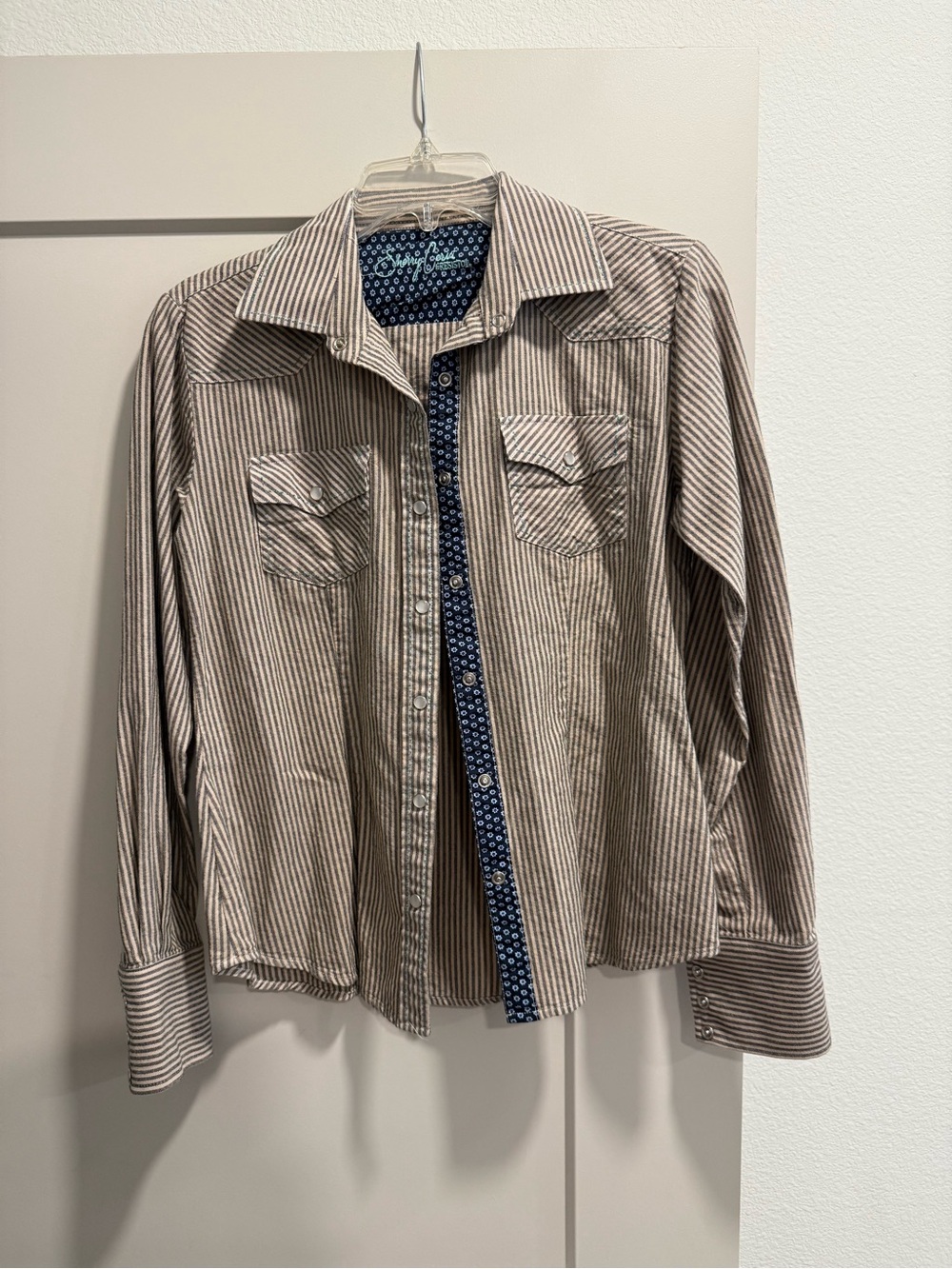 Resistol Sherry Cervi Striped Button-Up Shirt with Contrast Trim- Small